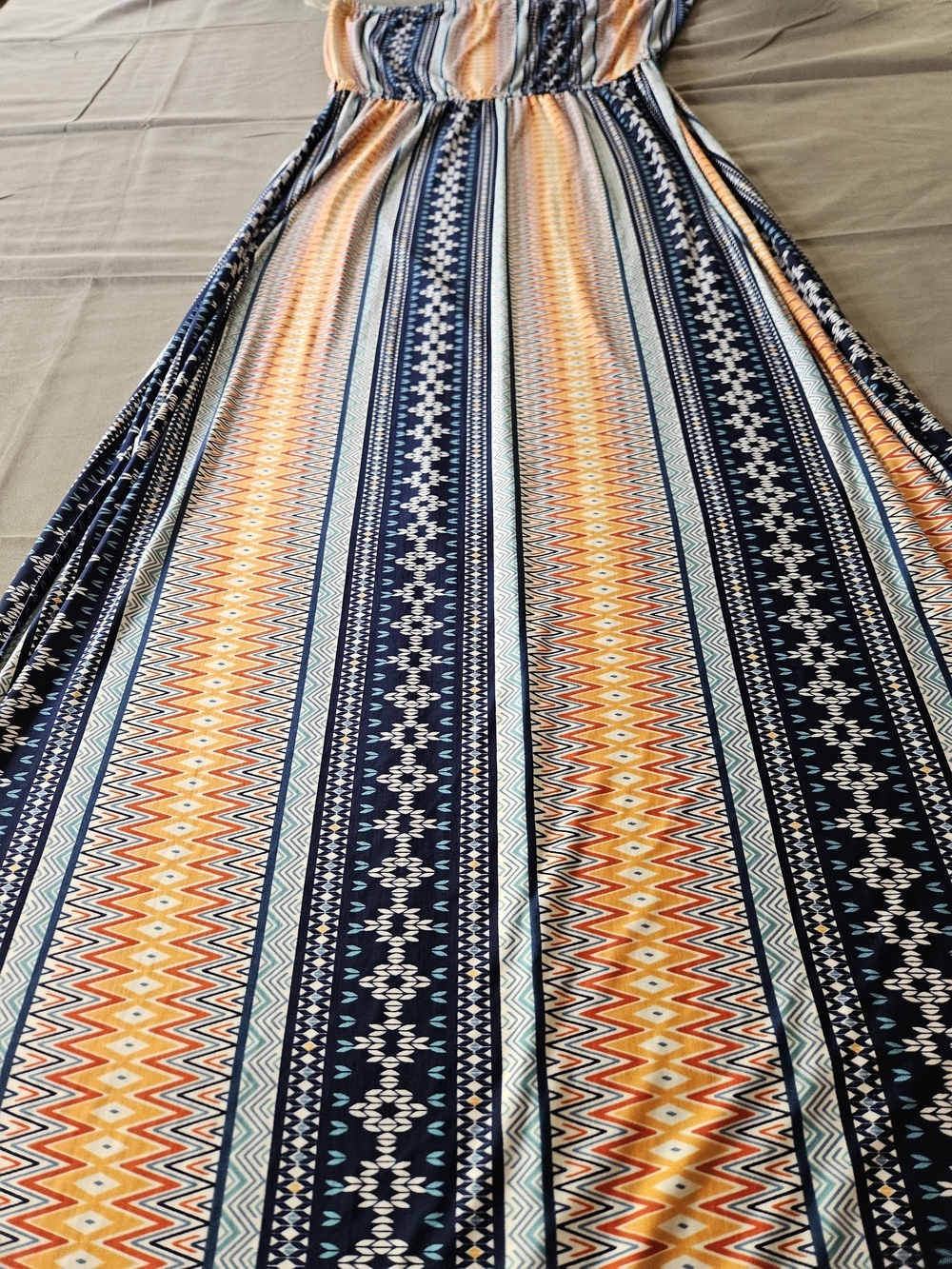 ANEL Woman’s Fashion Geometric Tribal Print Strapless Maxi Dress - Size L - Picture 15 of 15